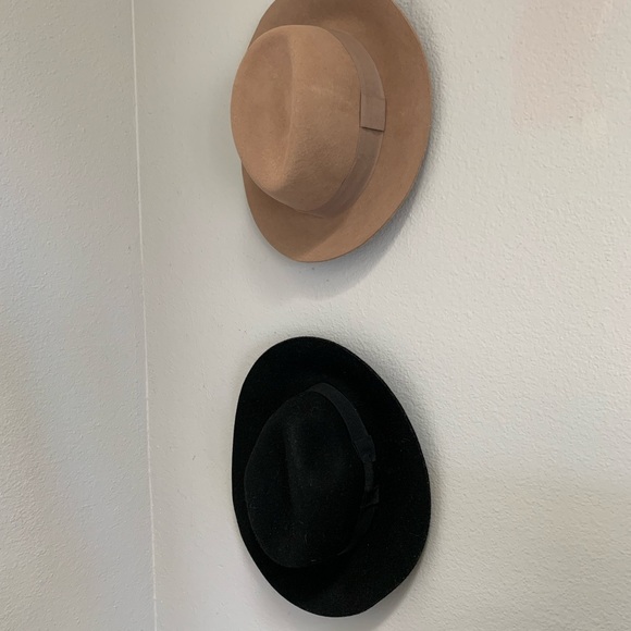 2-for-1 Wide Wool Fedora Hats [Black + Tan] - Picture 7 of 7